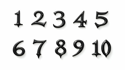 Fototapeta premium Unique set of number made of dark iron