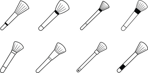 Outline Drawings of Makeup Brushes Set
