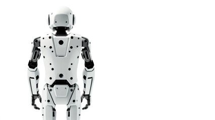 Naklejka premium closeup of a clean white metal robot isolated on a empty white background