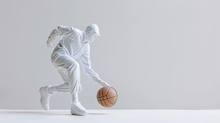 Fototapeta premium White Minimalist Basketball Player Sculpture
