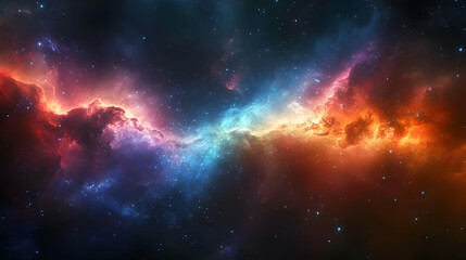 Fototapeta premium A vibrant cosmic scene showcasing colorful nebulae in space.