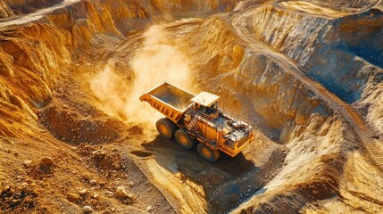Detailed view of gold mining excavation equipment digging into the earth's rich layers of ore