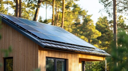 Sustainable Wooden House with Solar Energy System