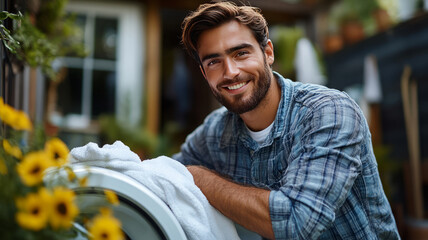 Fototapeta premium man doing house duties