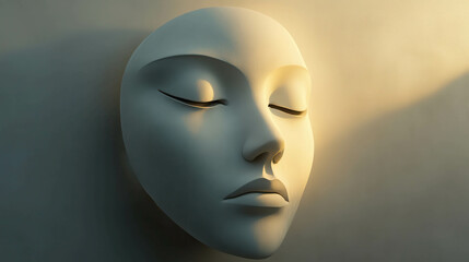 Sad 3D Face Illustration with Downturned Eyes