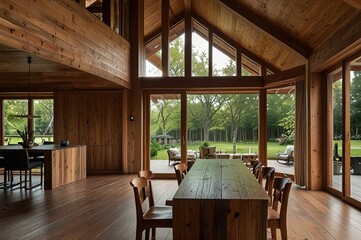 Naklejka premium wooden house interior