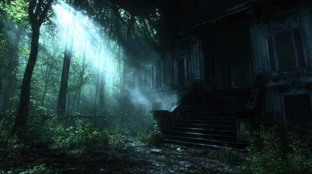 Haunted mirror collection with motion sensor ghost appearances and flickering light effects