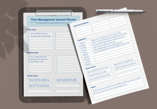 Time Management Journal Planner Template