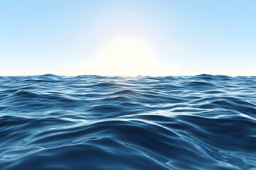 Obraz premium A bright sun shines over calm blue ocean waves.