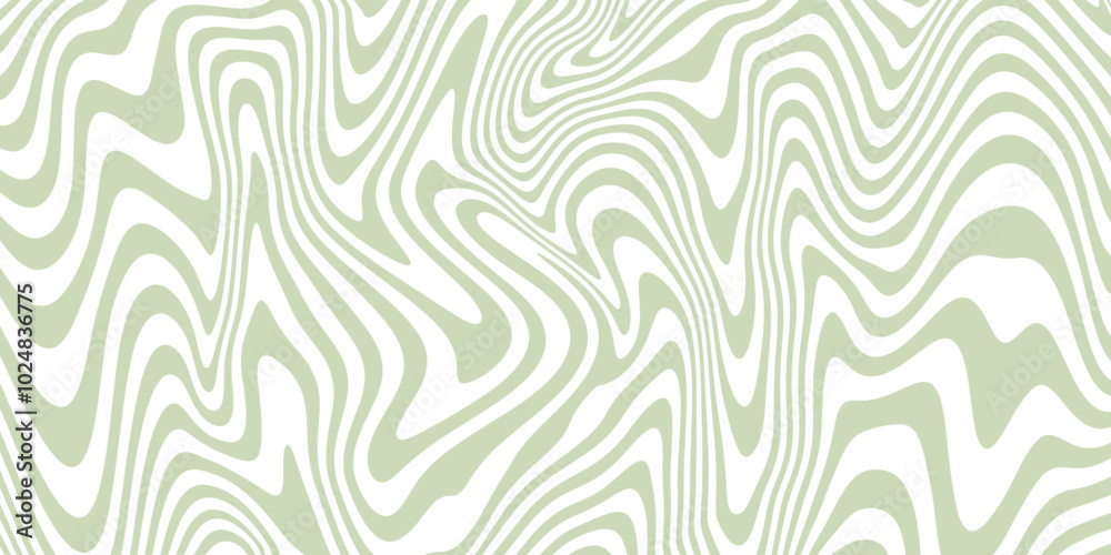Poster Distorted Wavy Lines Pattern Vector Design. Psychedelic Abstract Geometric Texture. Y2K Liquid Background.