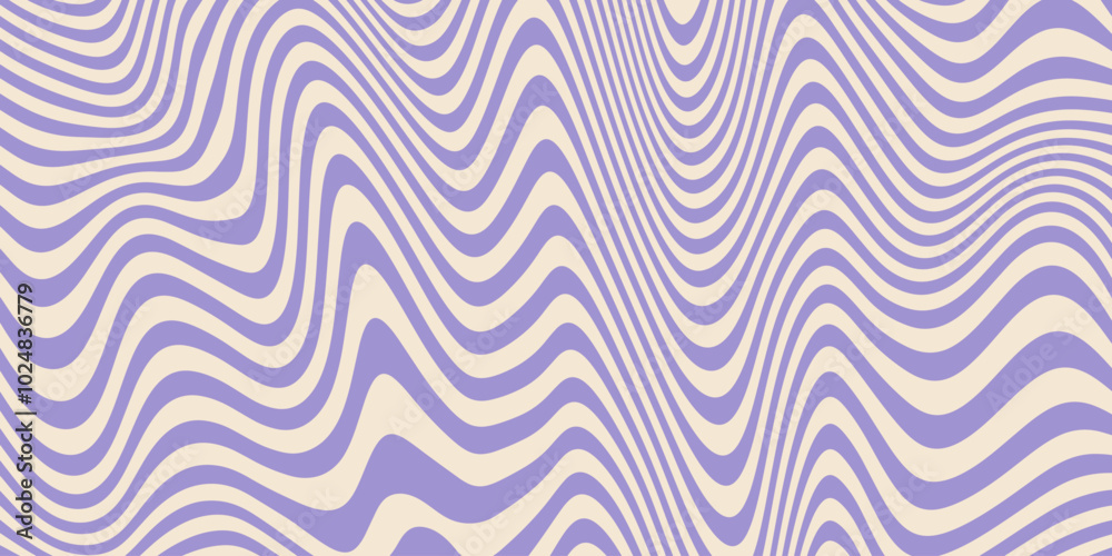 Poster Groovy Hippie Wave Line Pattern. Psychedelic Y2k Abstract Geometric Stripped Texture.