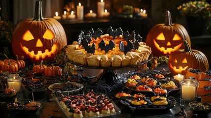 Festive Halloween Table Filled with Creative Treats