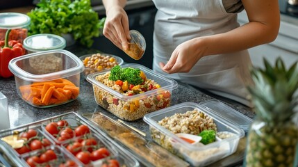 Obraz premium woman packing healthy snacks for her kids, ensuring they have nutritious