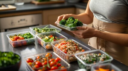 Obraz premium woman packing healthy snacks for her kids, ensuring they have nutritious
