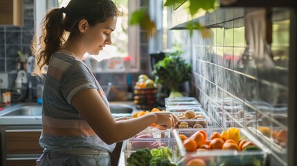 woman packing healthy snacks for her kids, ensuring they have nutritious