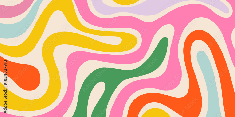Poster Psychedelic trippy y2k retro background vector design. Groovy abstract hippie pattern. Cool geometric wave texture.