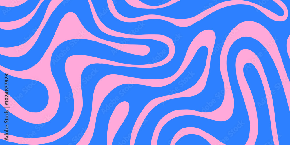 Fototapete Psychedelic trippy y2k retro background vector design. Groovy abstract hippie pattern. Cool geometric wave texture.