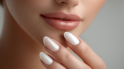 Obraz premium Young woman touching her face isolated