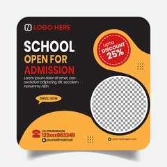 Wonderful School Admission Social Media Post Design Template