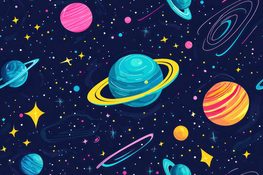 Outer space seamless pattern. Turqouise abstract background.