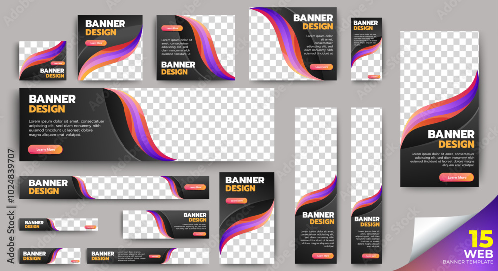 Poster business web banners template design with image space. vector