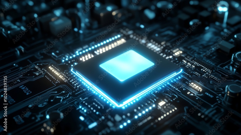 Poster a 3d rendering of a central computer processor cpu