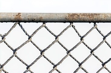 Fototapeta premium Industrial fence on transparent isolated background with seamless chain link fence.