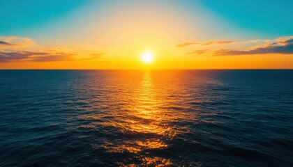 Fototapeta premium Golden Sunset Over Ocean Waves