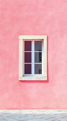 Old wooden window on color wall background