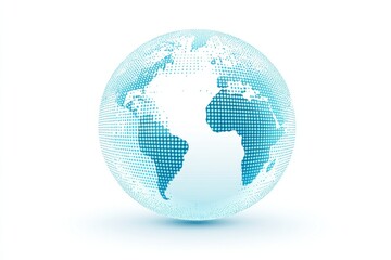 The World Map 3D Design depicts many continents with blue dots on a white background