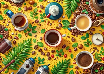 International Coffee Day Celebration - Drone Photography Design Pattern Background for Coffee Lovers