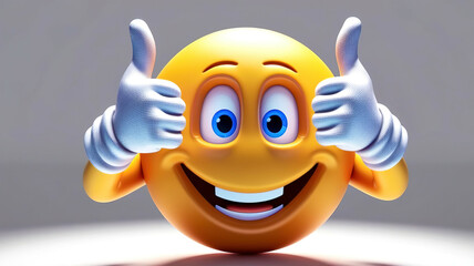 A smiling yellow face with thumbs up thumbs down