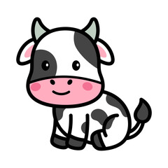 Cute Cow Cartoon Illustration Vector