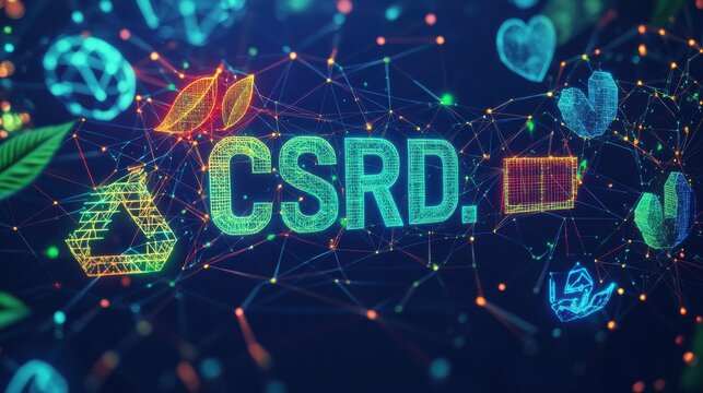 CSRD Digital Graphic Highlighting Sustainability Themes