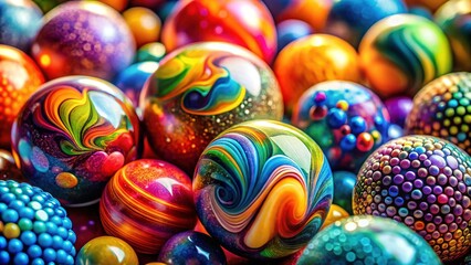 Fototapeta premium Macro Photography of a Colorful Ball Draw with Textures and Close-Up Details