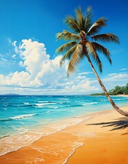 Fototapeta premium Tropical beach with palm trees