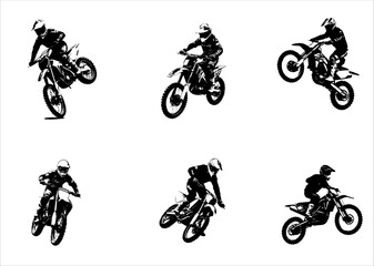 silhouettes of man riding on motocross vector design