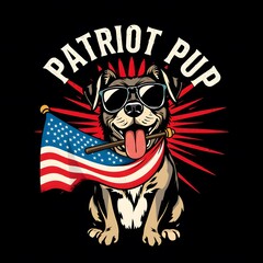 Fototapeta premium Patriot Pup Dog T-shirt Design