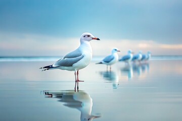 Fototapeta premium Minimalist Seagull Line Art: Stunning Generative AI Design for Modern Decor