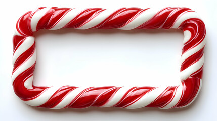 Fototapeta premium A decorative candy cane frame in red and white swirls.