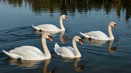 Fototapeta premium swans on the river