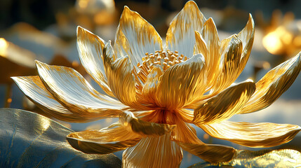 Golden Lotus Flower Illustration