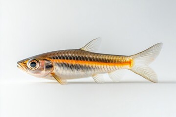 the beside view Araucanian Herring, left side view, white copy space on right, Isolated on White Background