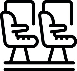 Simple icon of two empty airplane seats, representing the airline industry and the concept of travel