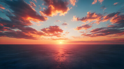 Fototapeta premium Sunset Sky Over Water - Realistic Background Image