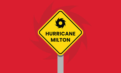 Hurricane Milton alert sign. Hurricane warning. Traffic sign information collection. Vector illustration