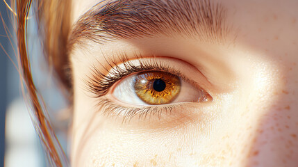 A striking close-up image showcasing a hazel eye with intricate details, capturing the beauty and uniqueness of human features and emotions.