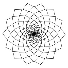 Abstract black line round mandala in white background for our coloring book.
