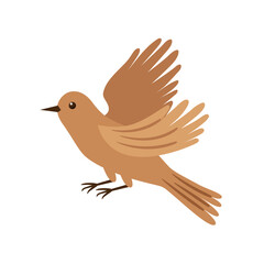 Сute bird is flying. Vector illustration on a white background.