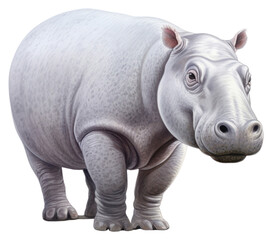 Naklejka premium PNG Grey hippotamus wildlife cartoon animal.